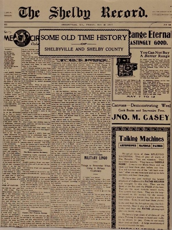 The Shelby Record: Some Old Time History of Shelbyville & Shelby County